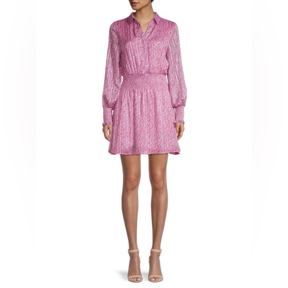 KOKO + MASON Floral Smocked Waist Shirt Dress Medium